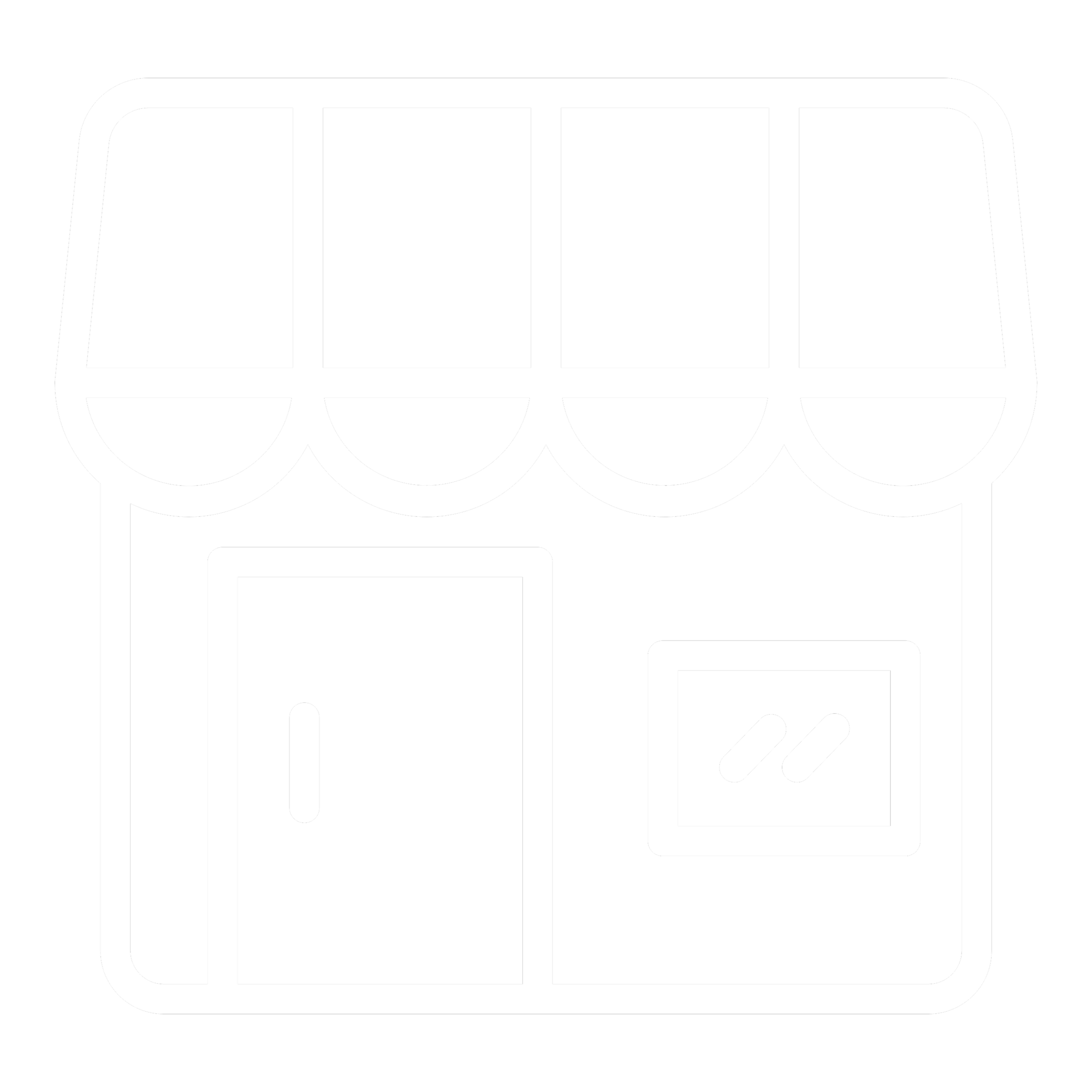 Geometric drawing of an outline square with sections divided by vertical, horizontal, and diagonal lines.
