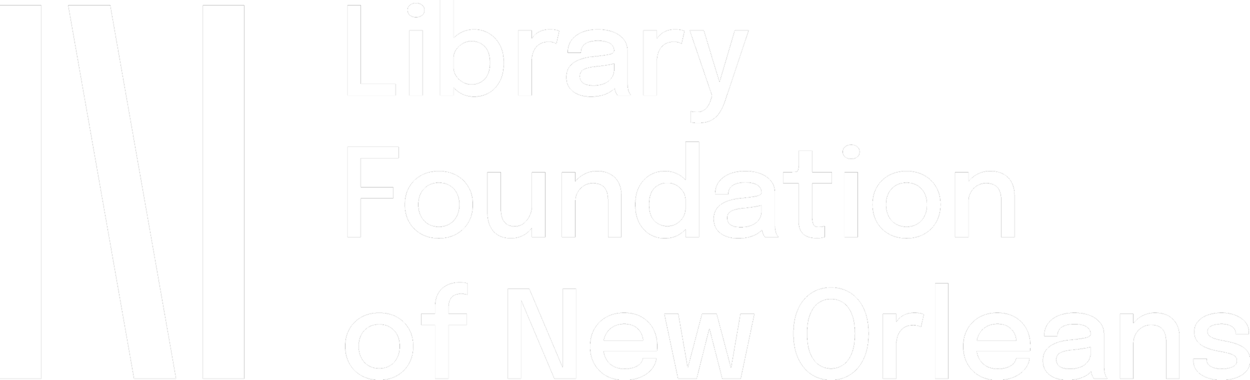 Logo of the Library Foundation of New Orleans, featuring stylized parentheses and text.