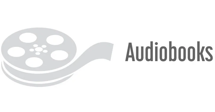 Gray film reel icon next to the word 'Audiobooks voiceover demo' in black text.