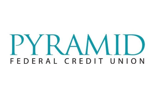 Pyramid Federal Credit Union logo with the words 'PYRAMID' in large teal letters and 'FEDERAL CREDIT UNION' in smaller black letters underneath.