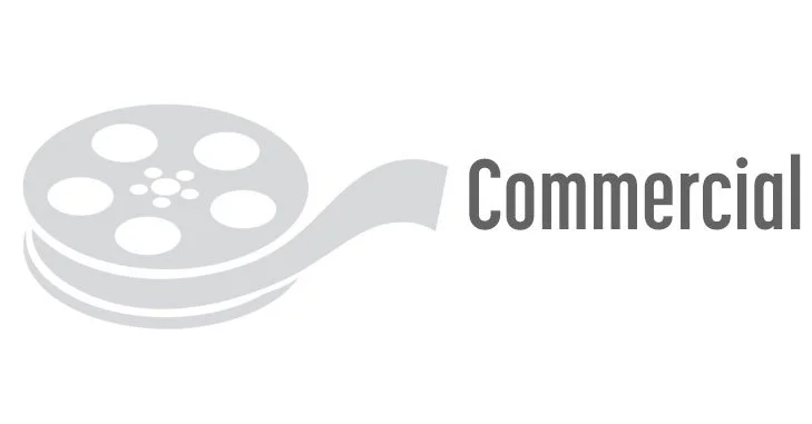 Logo with film reel and the word 'Commercial voiceover demo'
