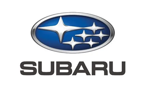 Subaru logo with blue oval and six stars, followed by the word 'SUBARU' in black capital letters.