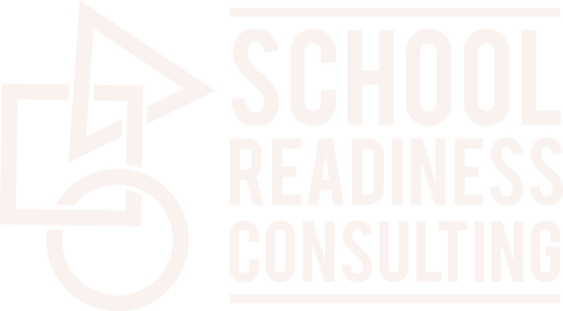 A logo with a stylized wheelchair icon and an arrow, alongside the text "School Readiness Consulting" in bold capital letters.
