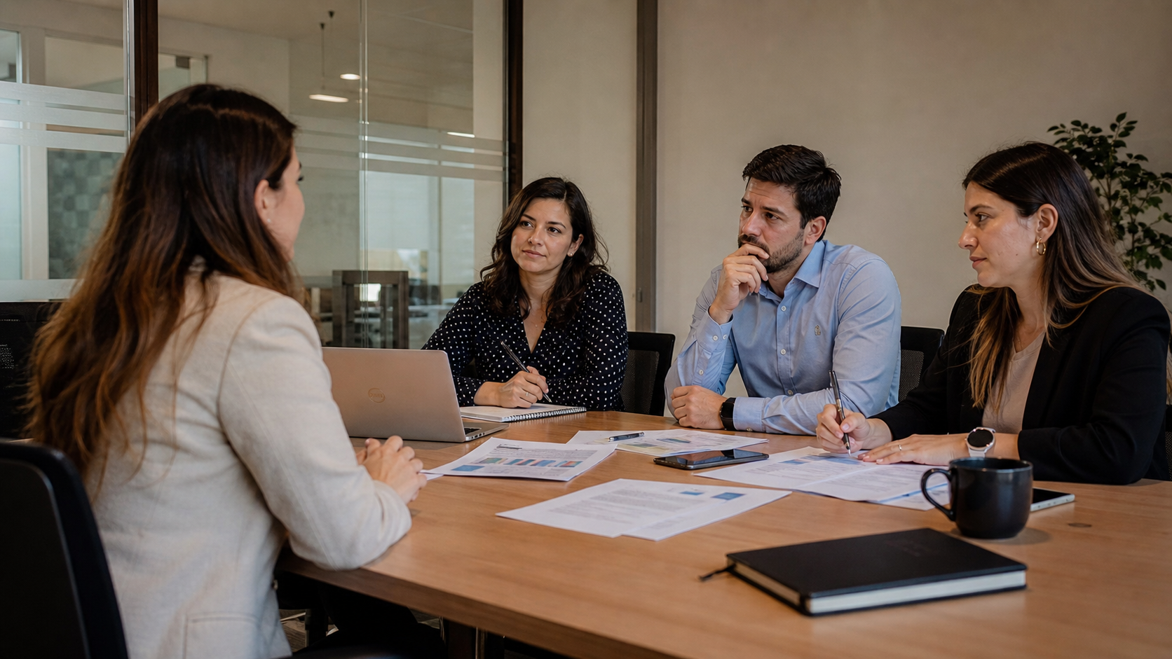 Consultores analizando candidatos durante un proceso de selección por competencias.