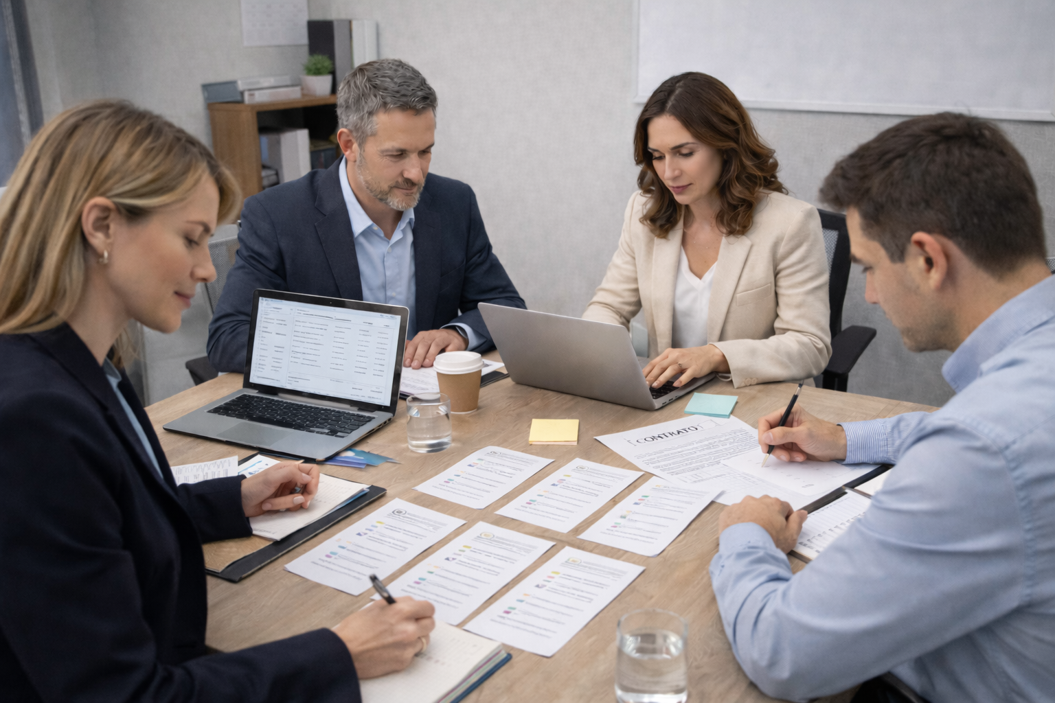 Equipo de reclutamiento y selección de personal planificando la búsqueda de candidatos para empresas y PYMES en Chile.