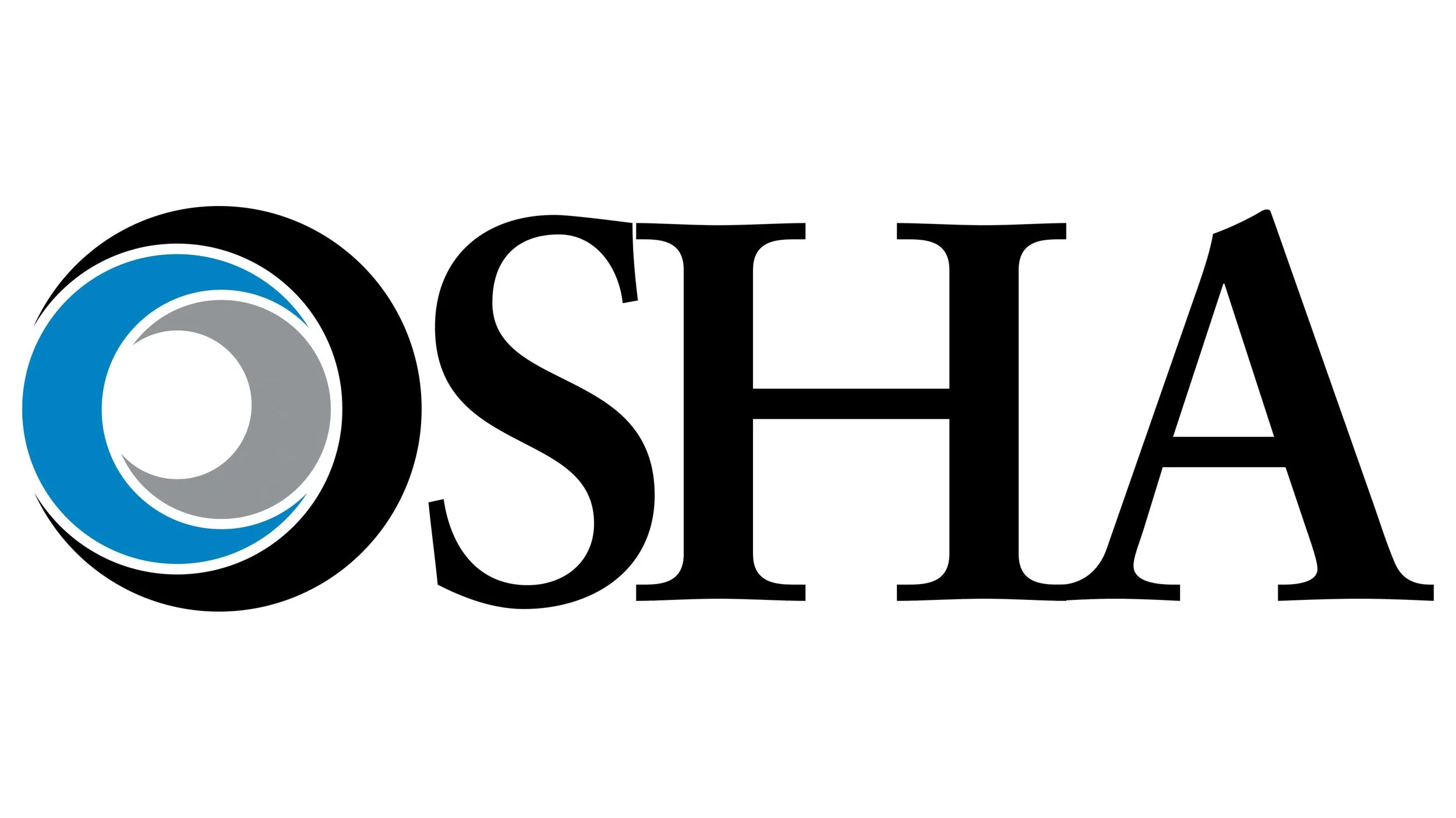 Logo with the word 'Osha' with the 'O' stylized as concentric circles in blue, gray, and black.