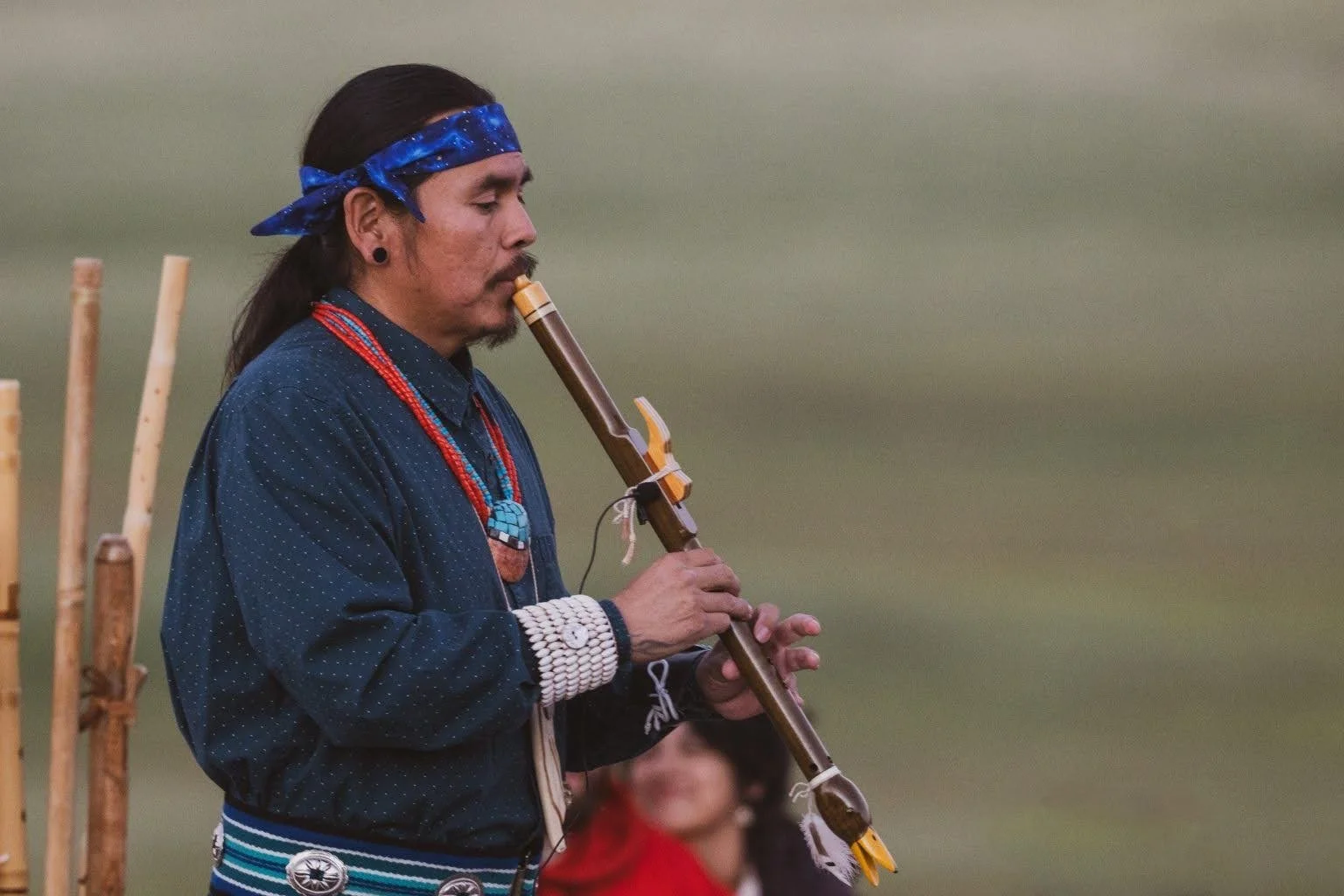 Marlon playing flute in the Valles Caldera