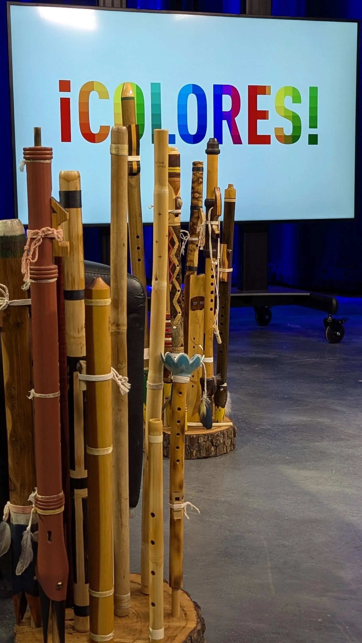 Flute display for PBS "Colores" interview.