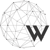 Geometric globe logo with letter W for web or tech brand