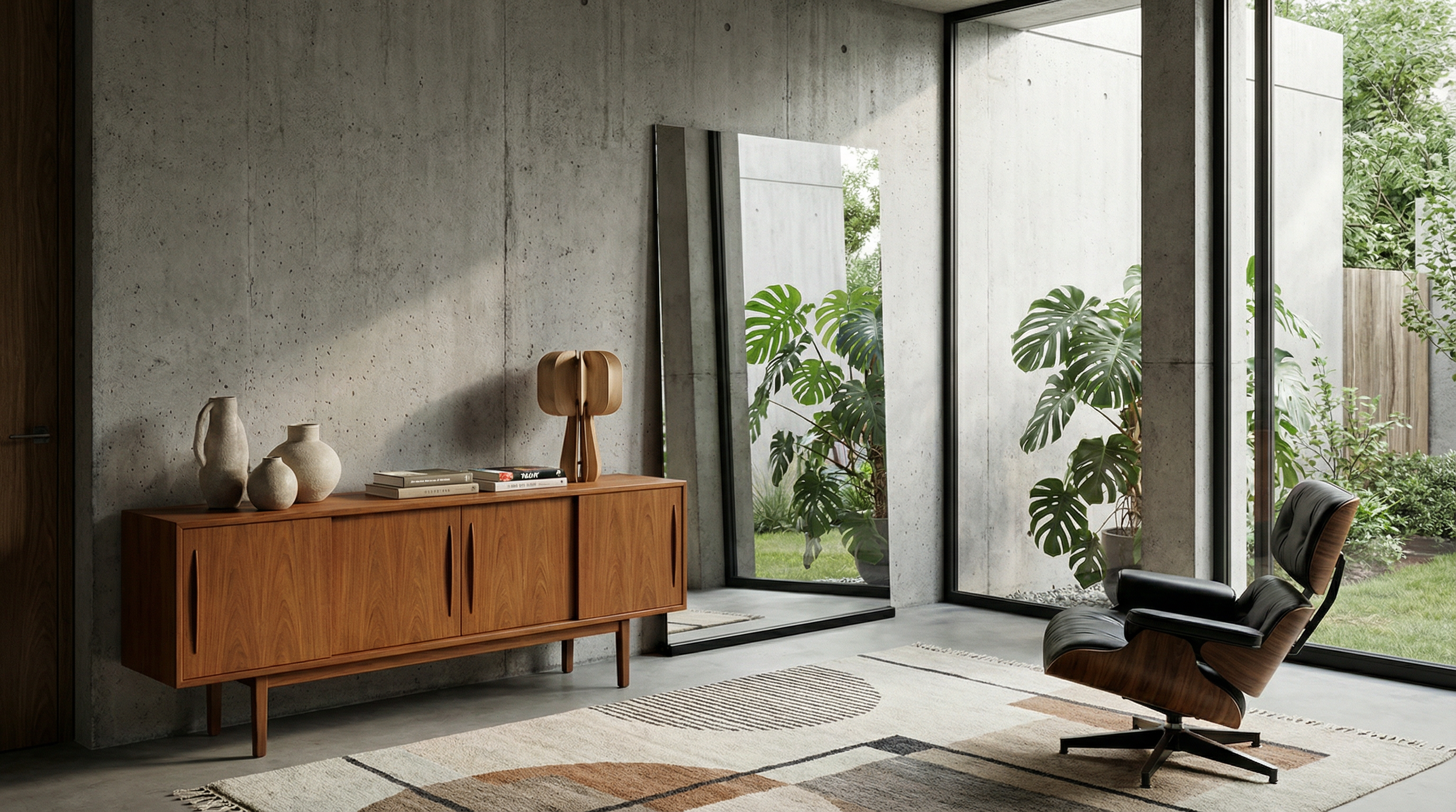 Generated with Kive.ai - place this mirror inside a designer brutalist home with mcm vibes (1).png