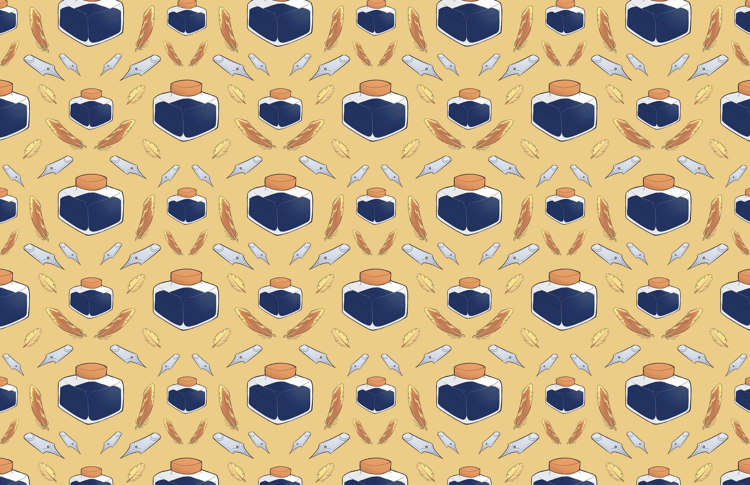 A linear pattern with an ink well motif.