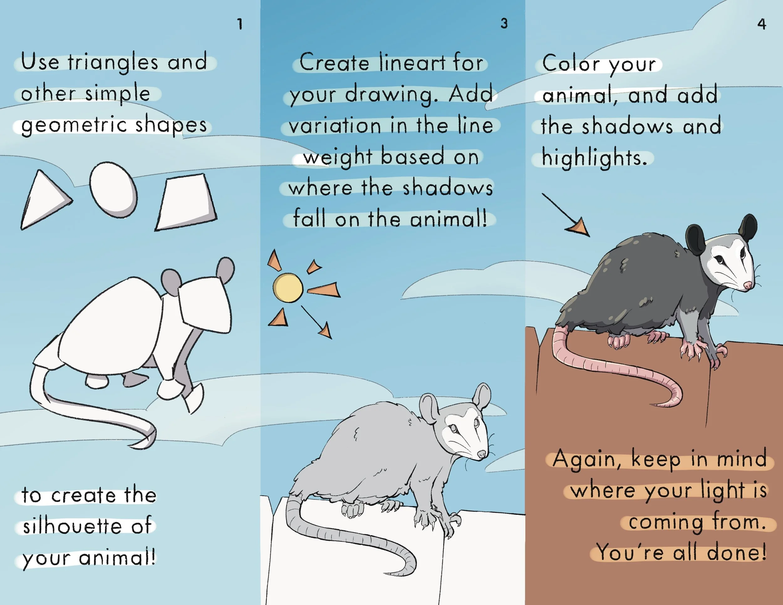 Part of a brochure on how to draw animals.