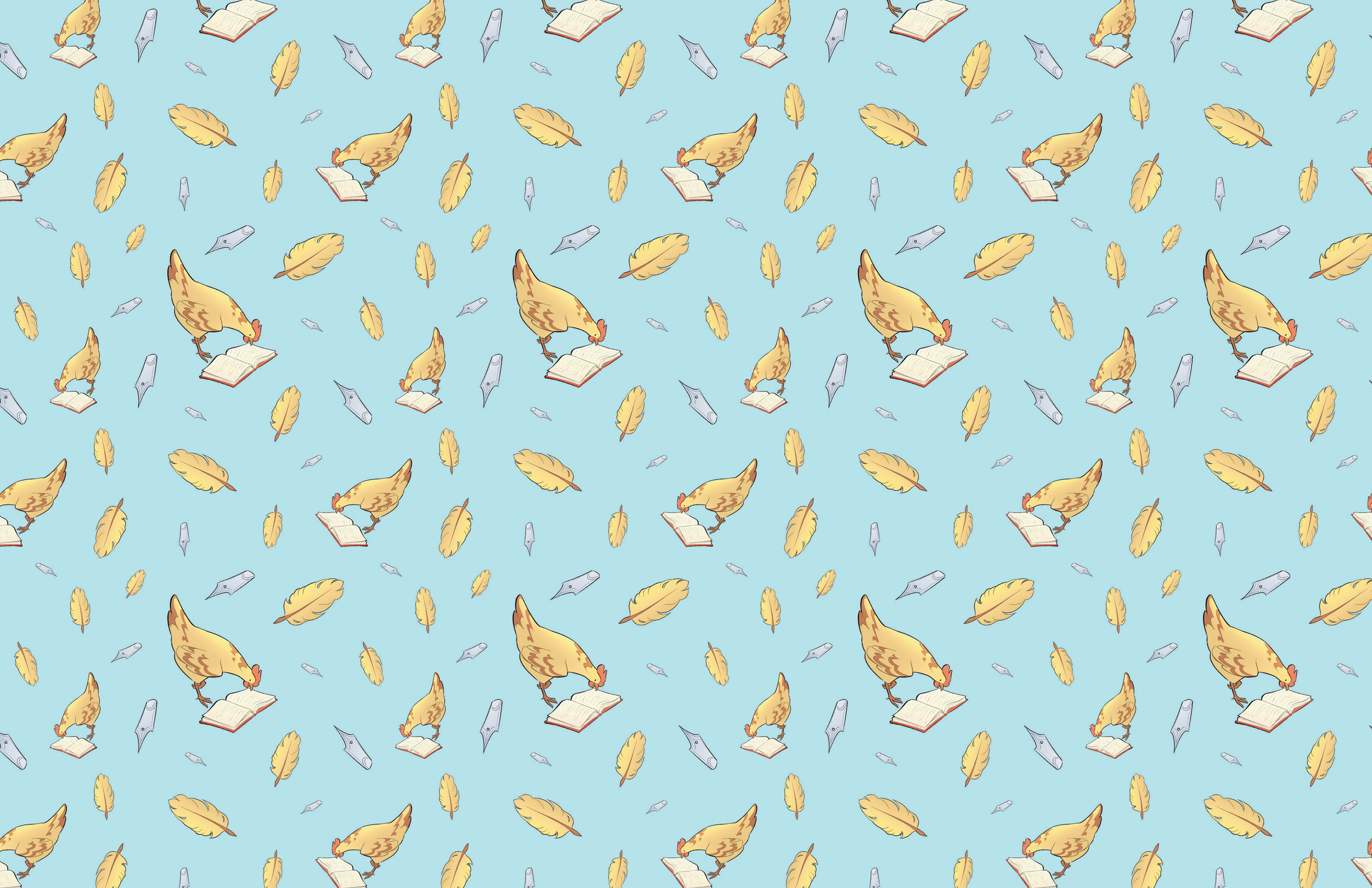 Part of a pattern series with chickens and study materials, for a stationery set.