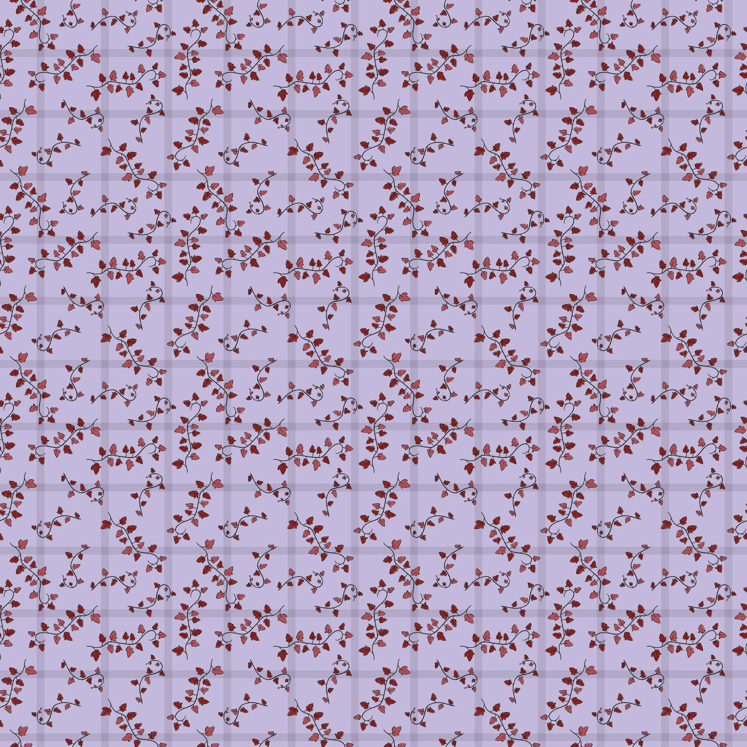 Ivy vines, and incorporating plaid from other patterns of the collection.