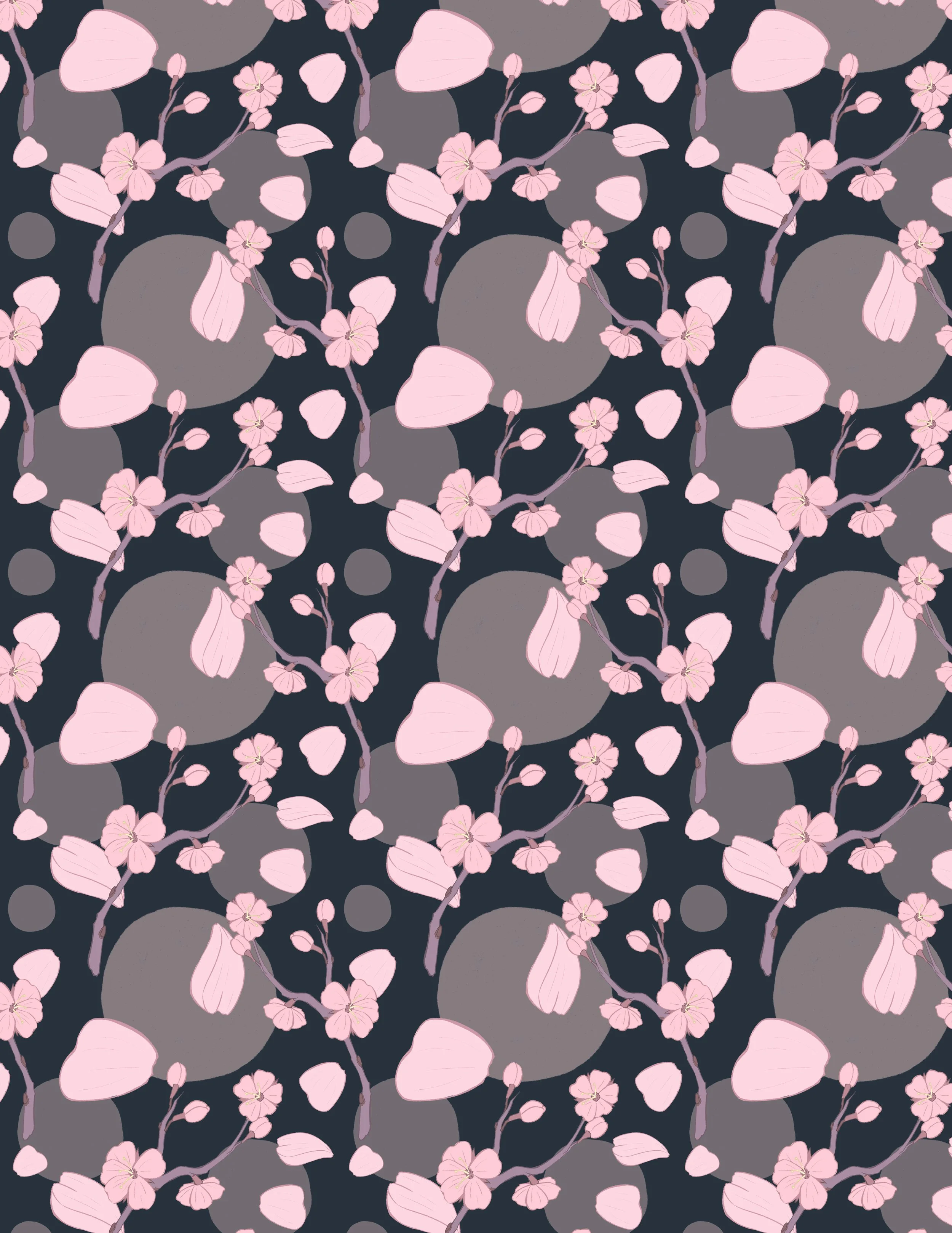 A floral pattern using a cherry blossom motif.