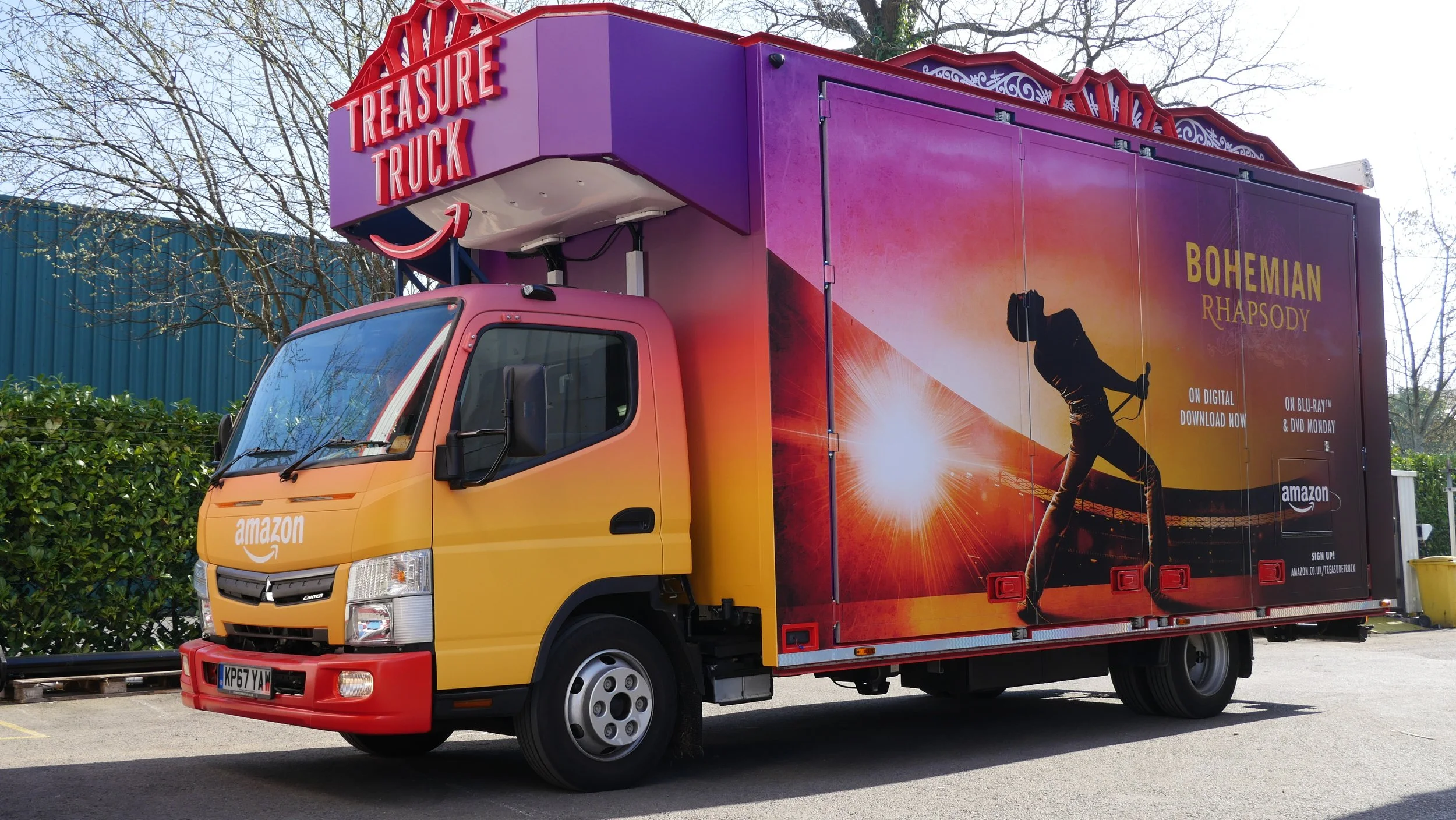 Amazon treasure truck full wrap to promote the Bohemian rhapsody film