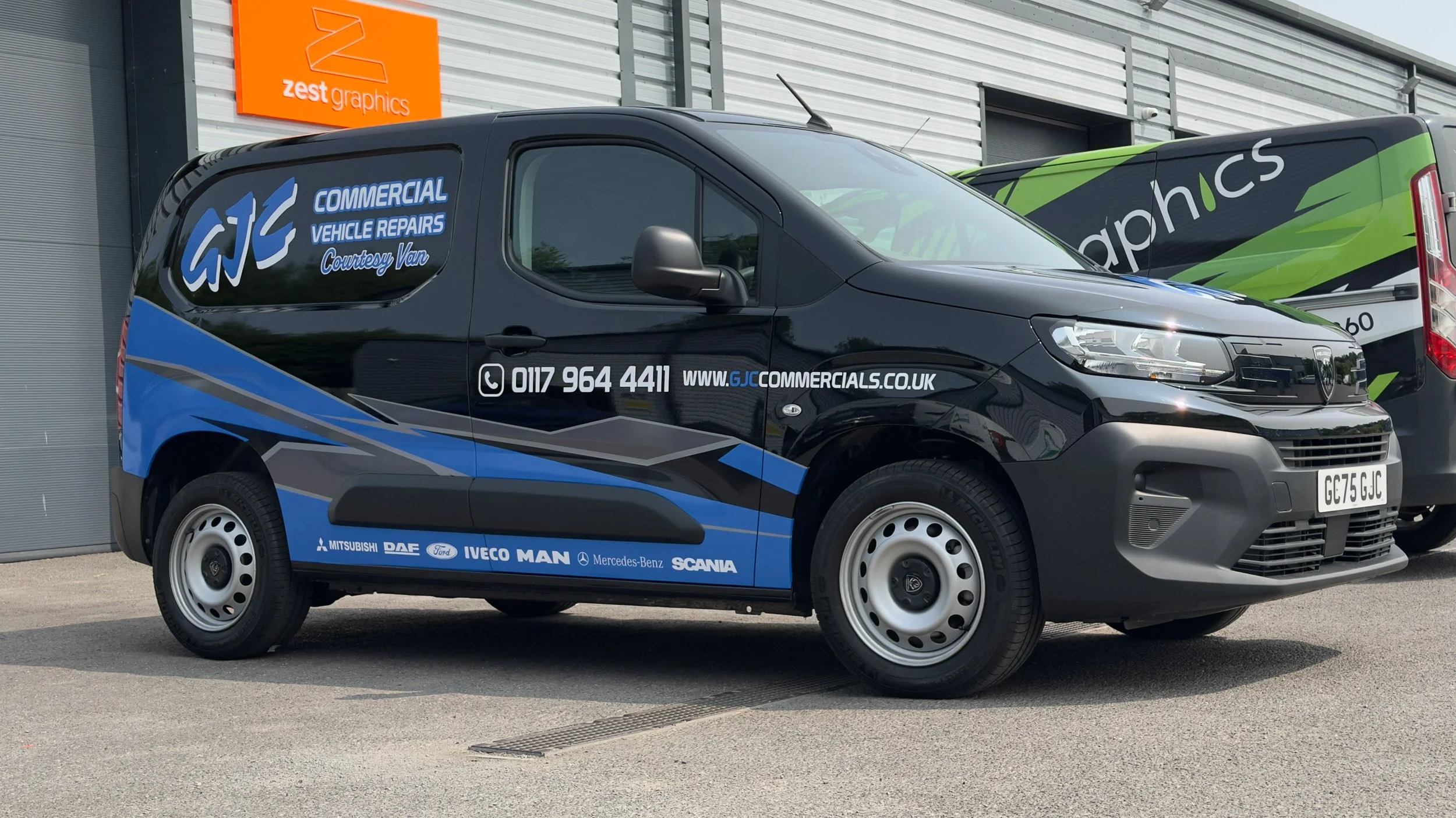 Peugeot Partner Partial wrap with commercial vehicle graphics and rear chapter 8 chevrons