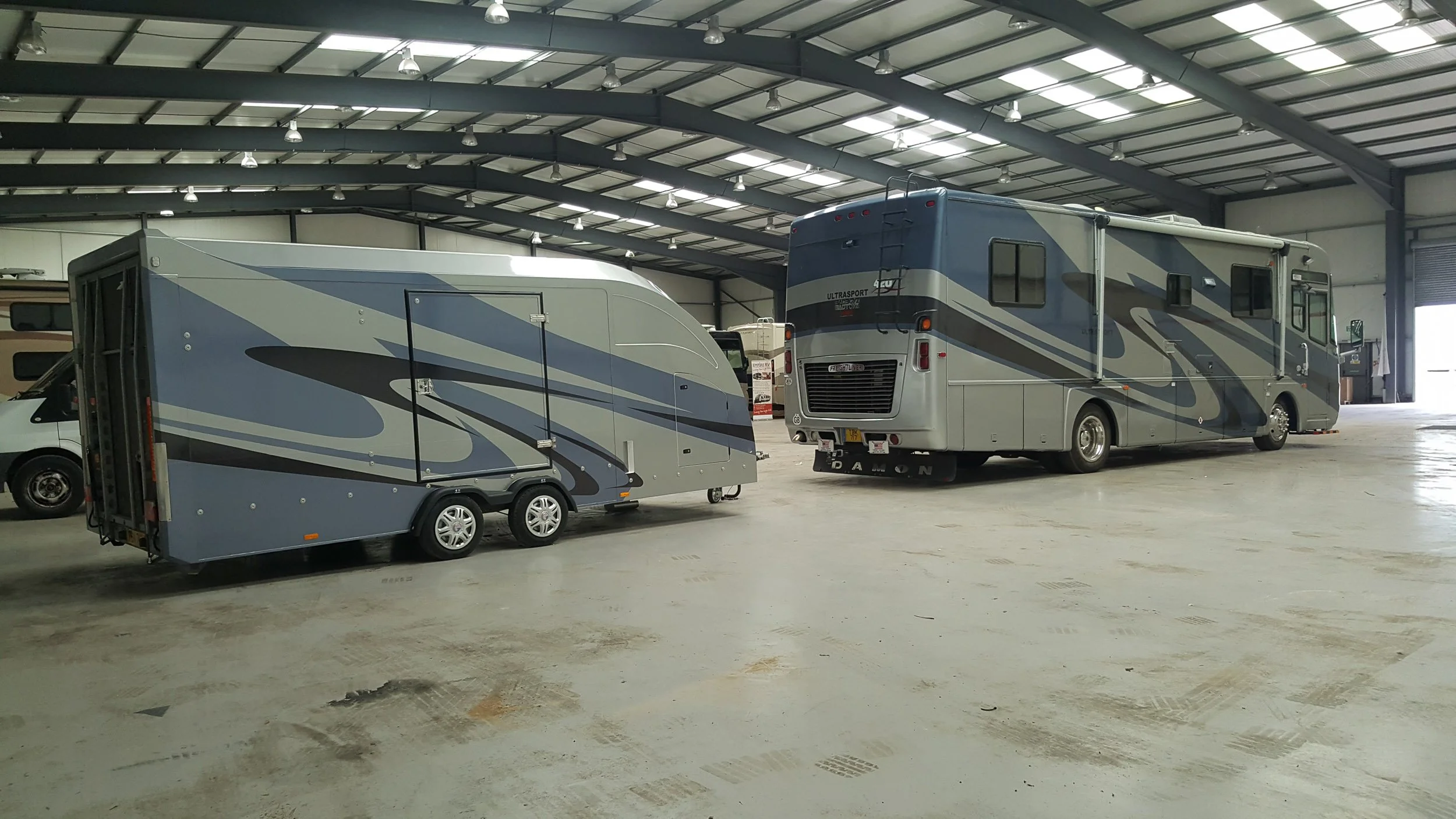 Motorhome wrap with matching trailer