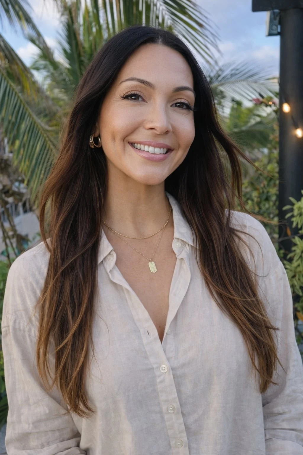 therapist for women in California smiling outdoors with palms