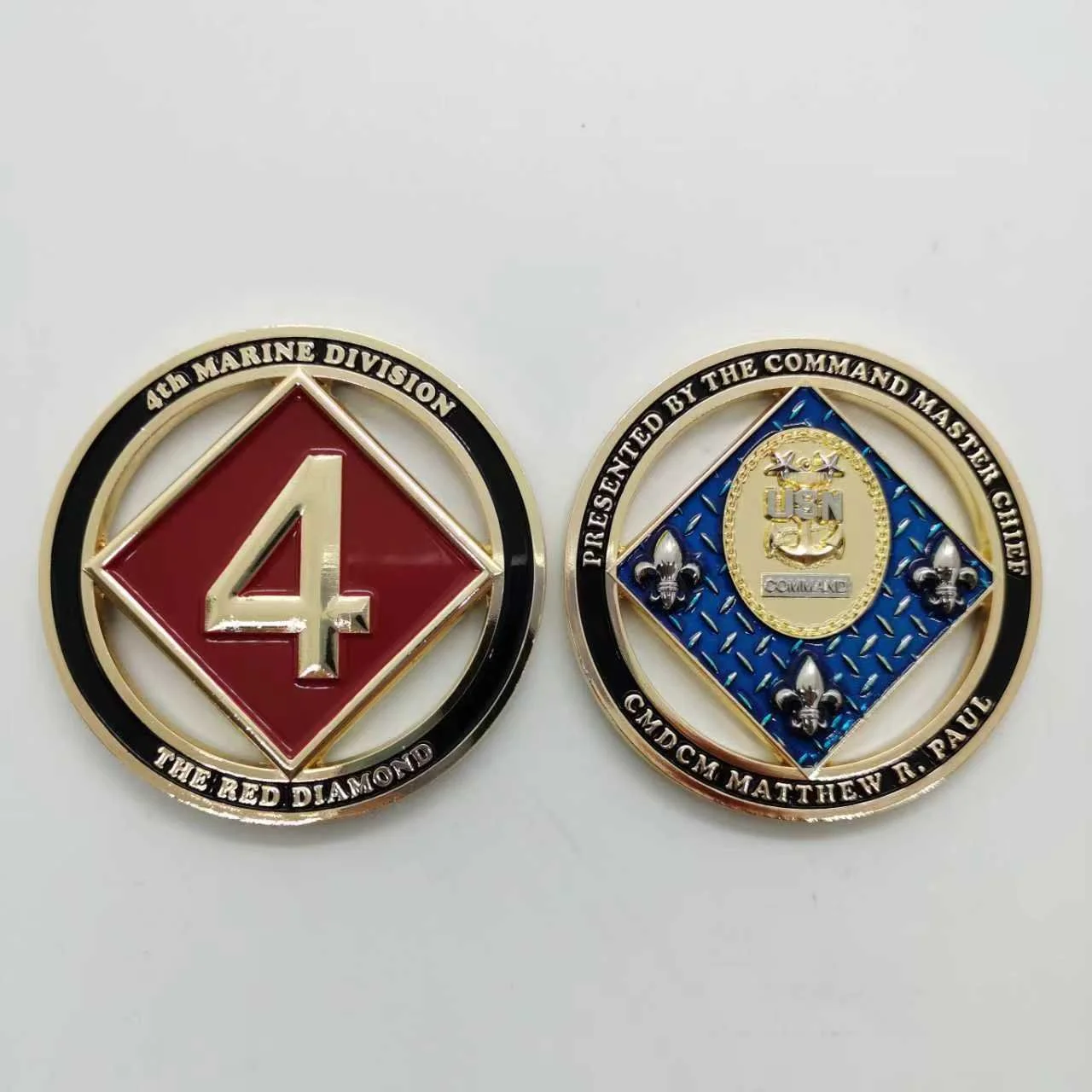 Custom 3D dual Plated Navy challenge coin