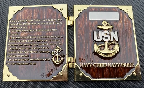 US Navy Chief Mini Vessel Challenge Coin • CPO Charge Book Style • Hinged Book Coin • Navy Chief Gift