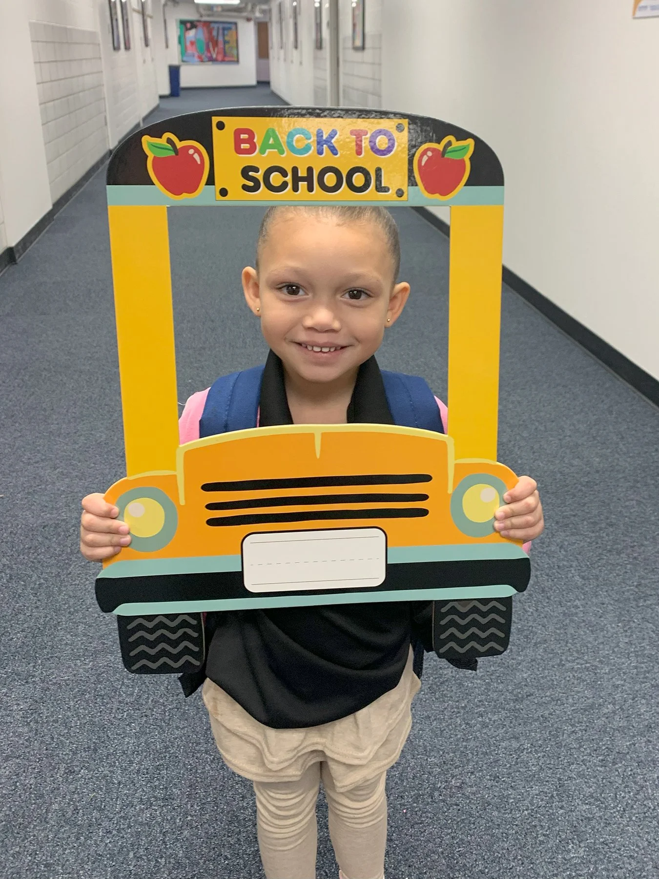 Young student on first day of school.