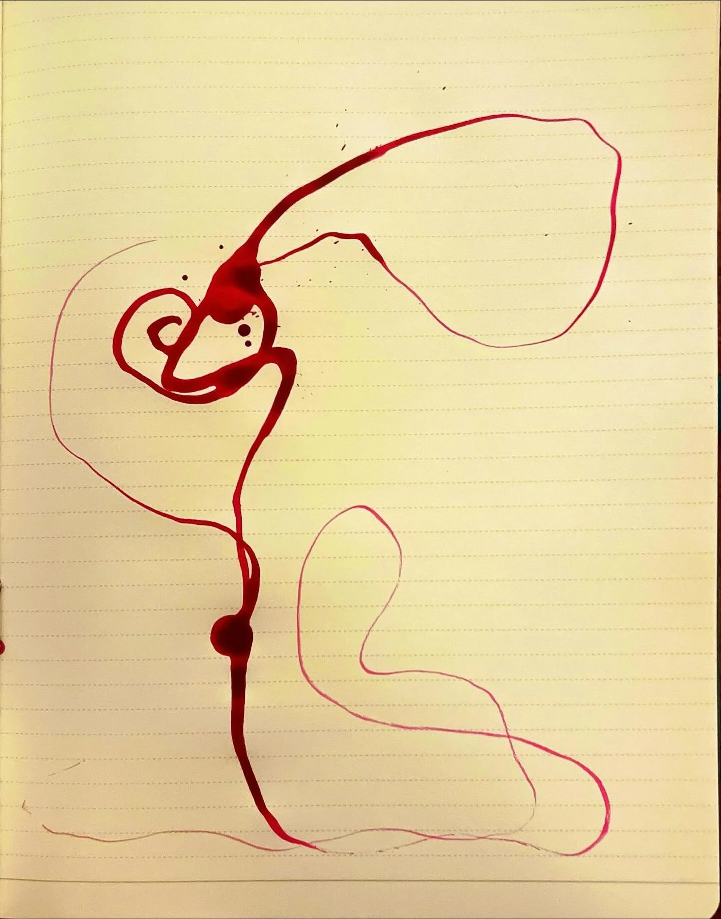 Intuitive diary drawings in pencil and ink, drawn from the heart🩸❤️. It has been one of those moody weeks, spilling out and then turned over, as though nothing happened. I think the purple ink-blot style stain resembles a womb. I have much to look f