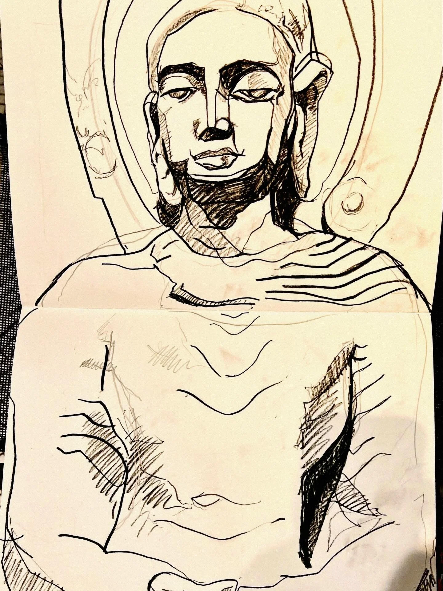 Drawing at the V&amp;A: Buddhism. The focus was on shading and light. Buddhist motifs and stylised heads. Statues of the Buddha cast present, curved shadows. 🪷
-
-
#art #rds #royaldrawingschool #vandamuseum #london #vanda #buddha #buddhism #buddhist