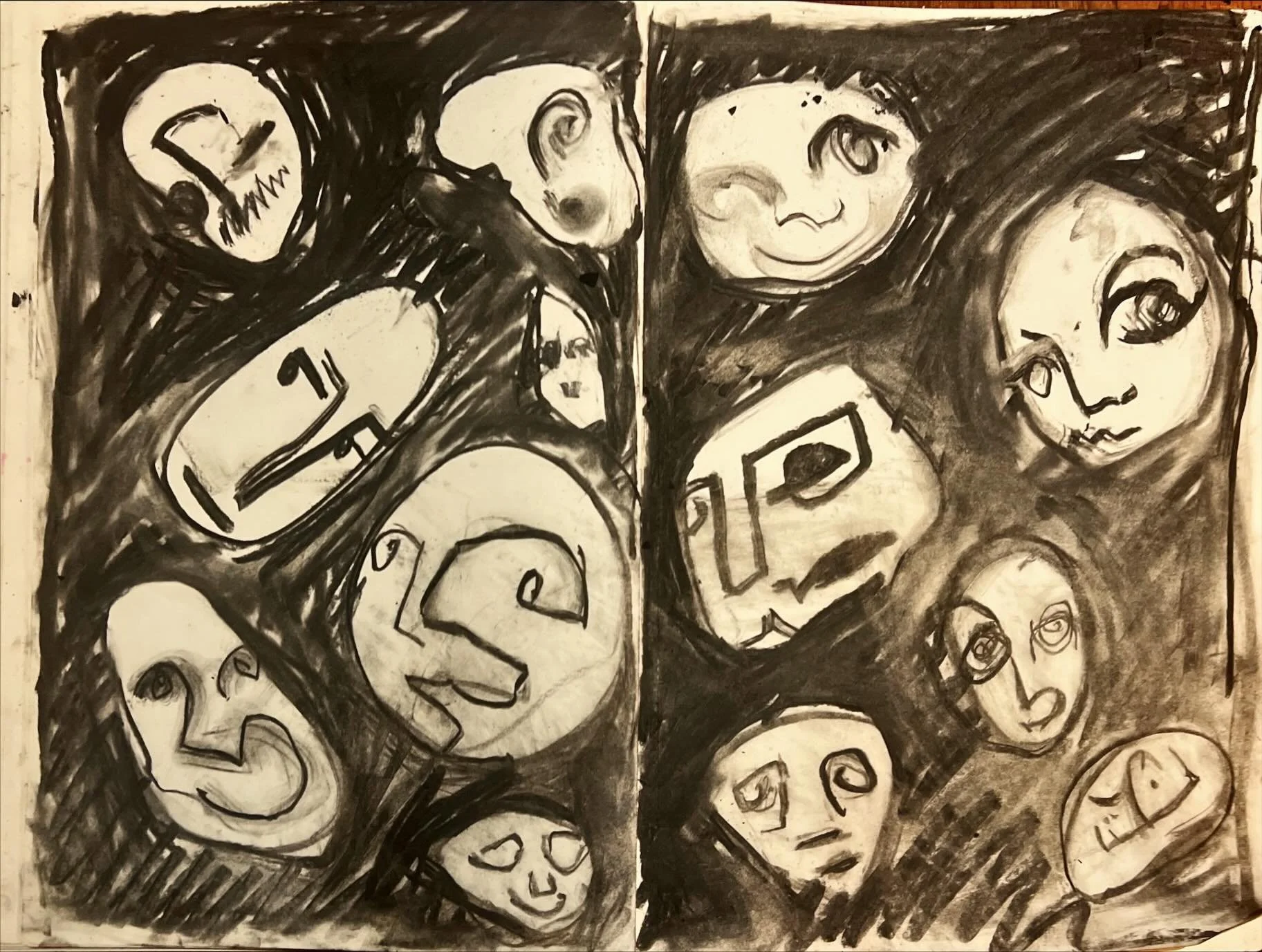 Storyboard drawings from the project I&rsquo;ve been commissioned to work on, with book to adapt. Exploring the &ldquo;generation of the stones&rdquo;, in which stones grow faces to form as people 🗿. The Arabic alphabet floats in the ethereal nothin