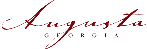 The word "Augusta" written in a large cursive font with the word "Georgia" underneath in a smaller font.