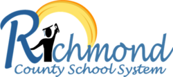 Richmond County School System logo with stylized text and a sun symbol.