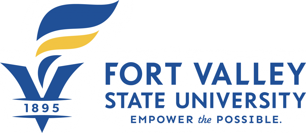 Logo of Fort Valley State University featuring a stylized flame design, the university name, and the slogan 'Empower the Possible' with the year 1895.