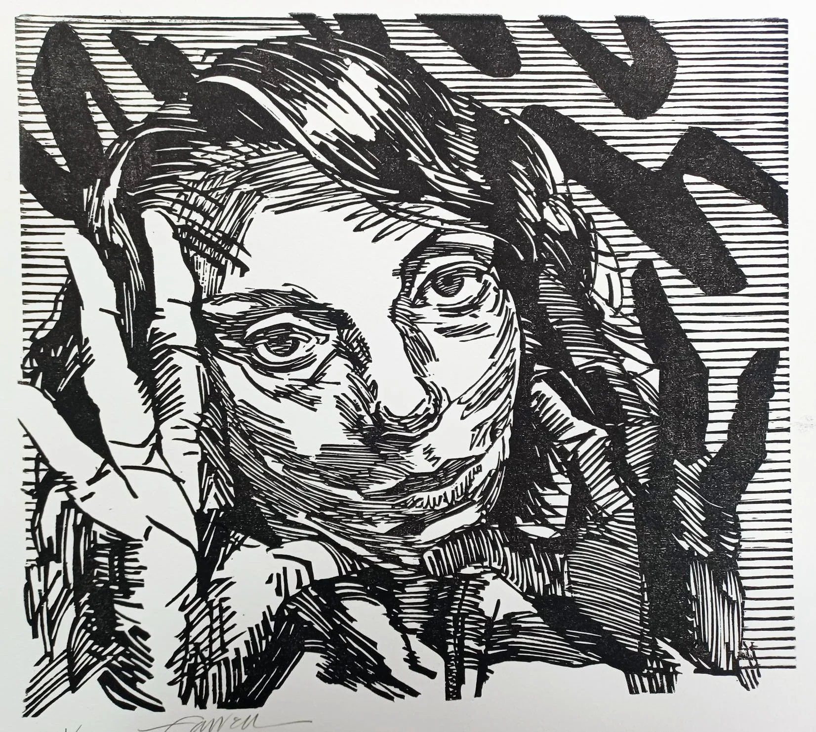 Expectations, 
Woodcut, 9” x 10”