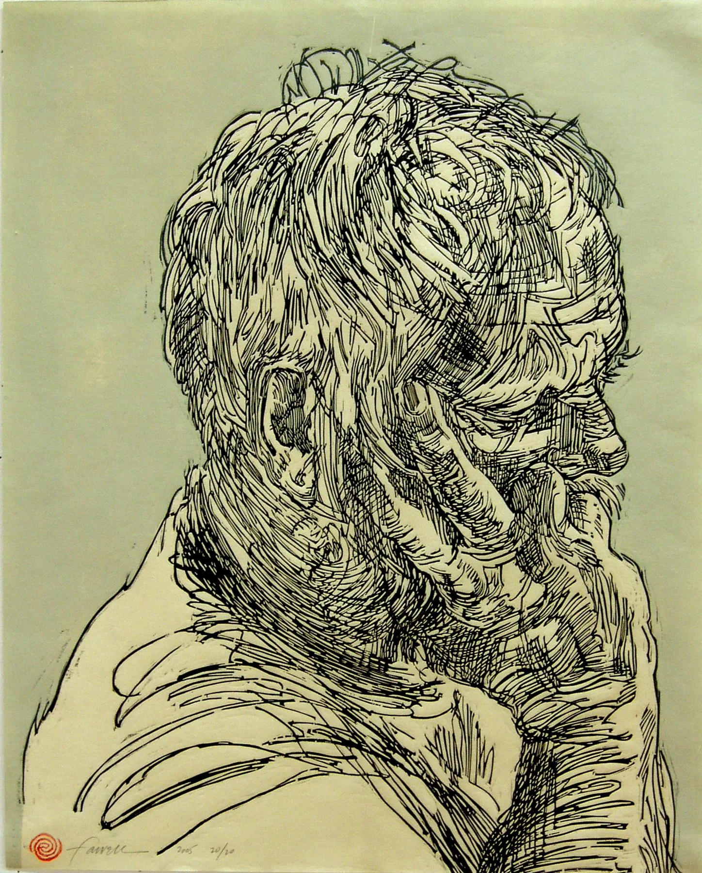 Coil, 
Woodcut, 19 1/2:” x 15 ¾”, 2005