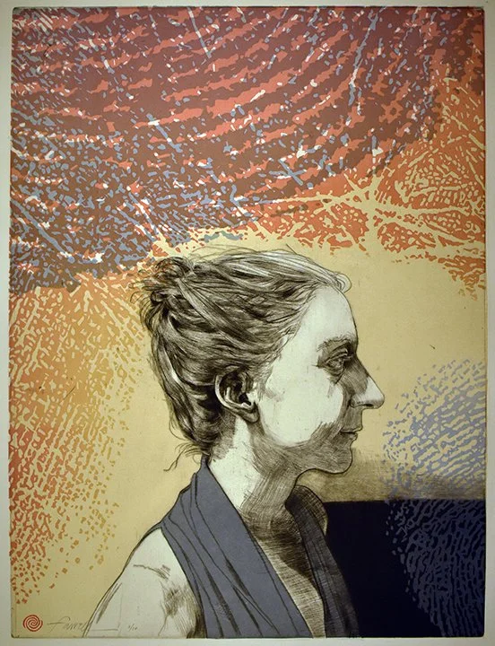 A Singular Human Response, 
Drypoint, mezzotint, linocut, 23 ¾” x 17 ¾”, 2025