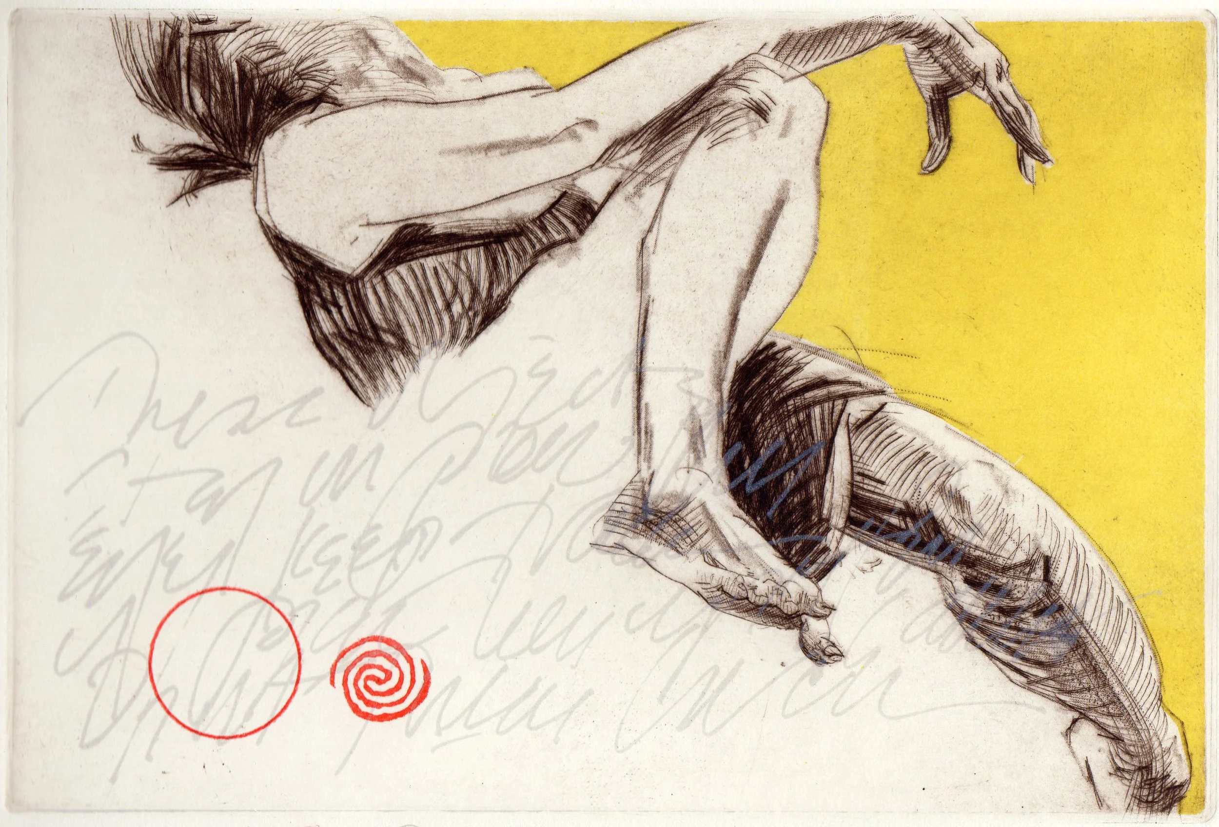 The Arrangement 5, 
Drypoint, polyester plate litho, monotype, stamping, 6” x 9”, 2021  