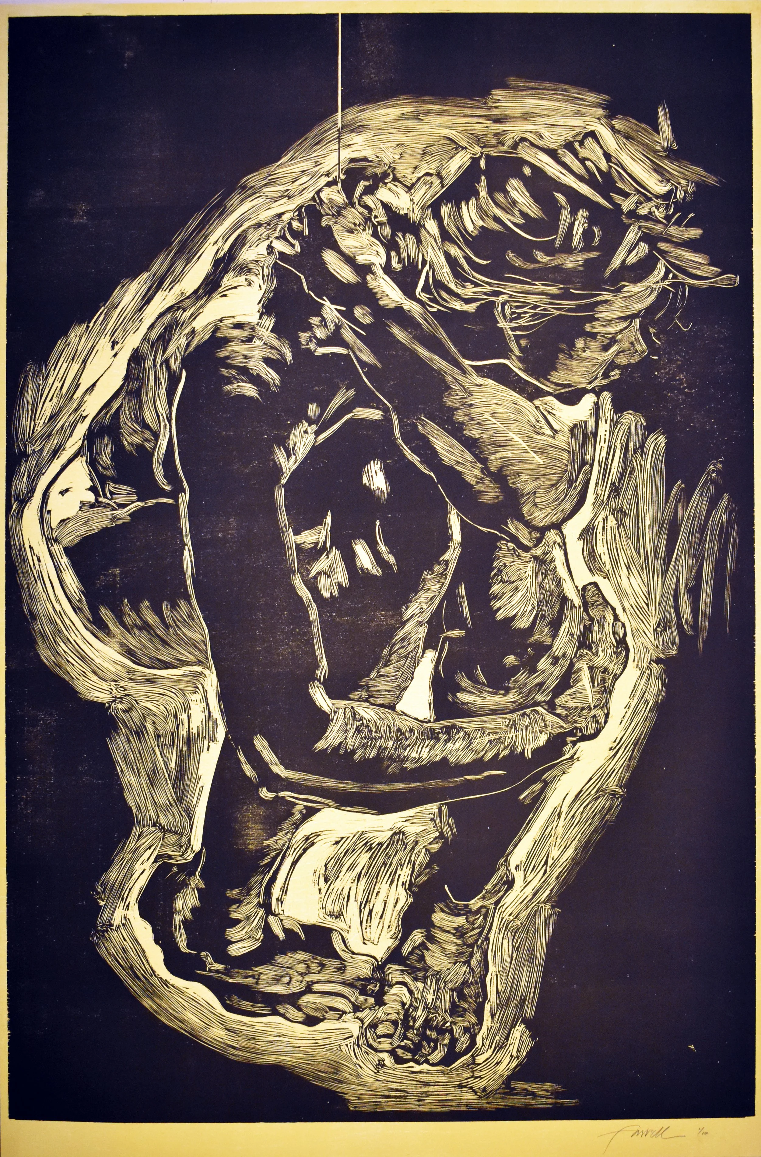 Guardians of Insanity Figure 1, 
Woodcut, 36” x 23 ½”, 2019