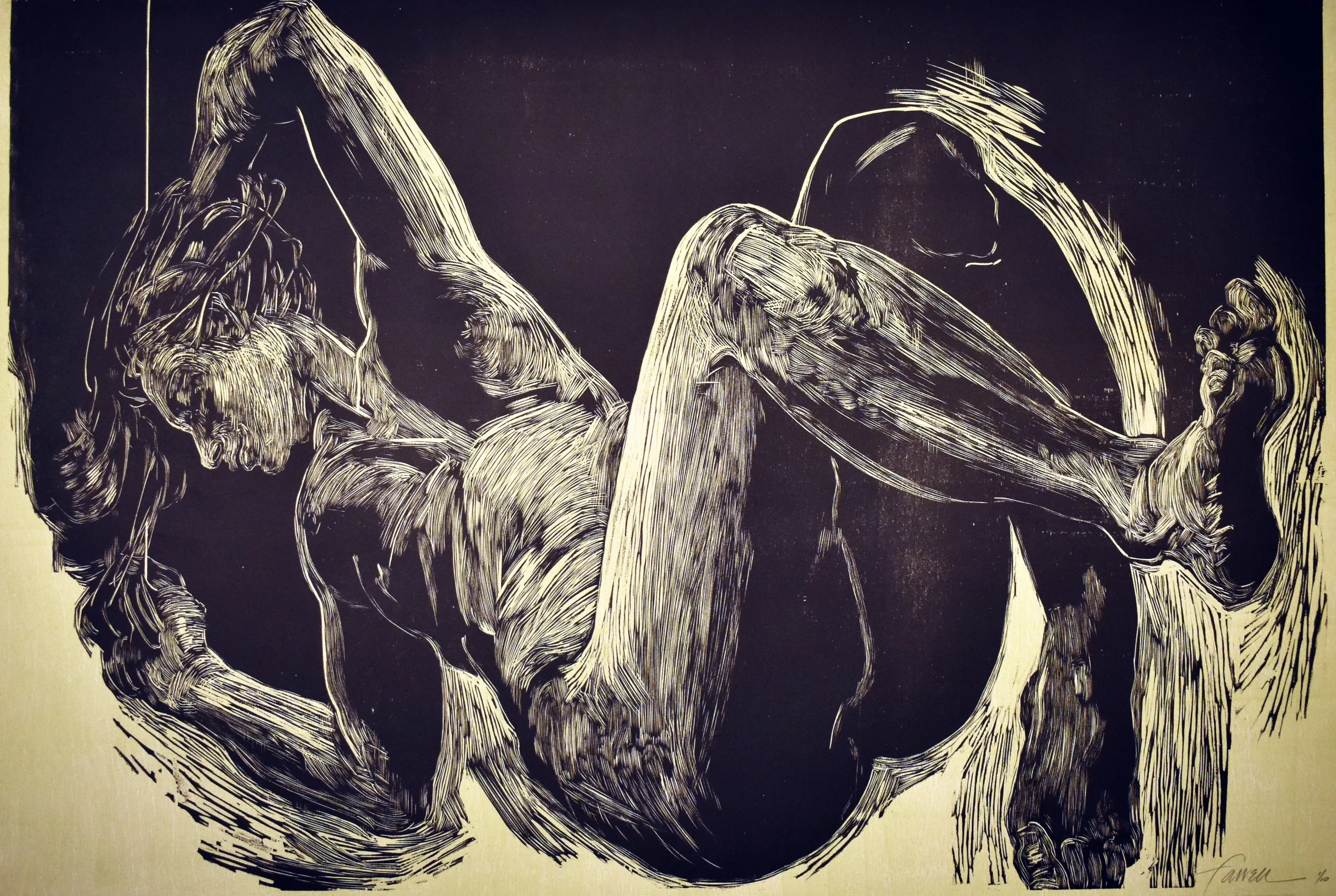 Guardians of Insanity Figure 4, 
Woodcut, 23 ½” x 36”, 2019