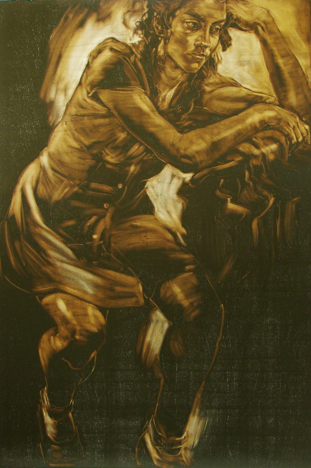 Sally, 
Ink on wood, 36” x 24”, 2015