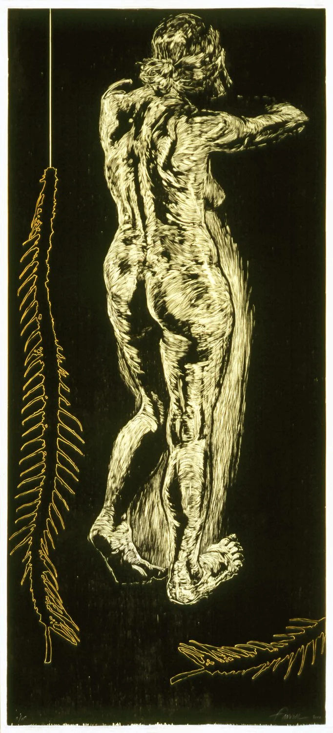 Bones & Skin 3, 
Woodcut, 48” x 30”, 2002