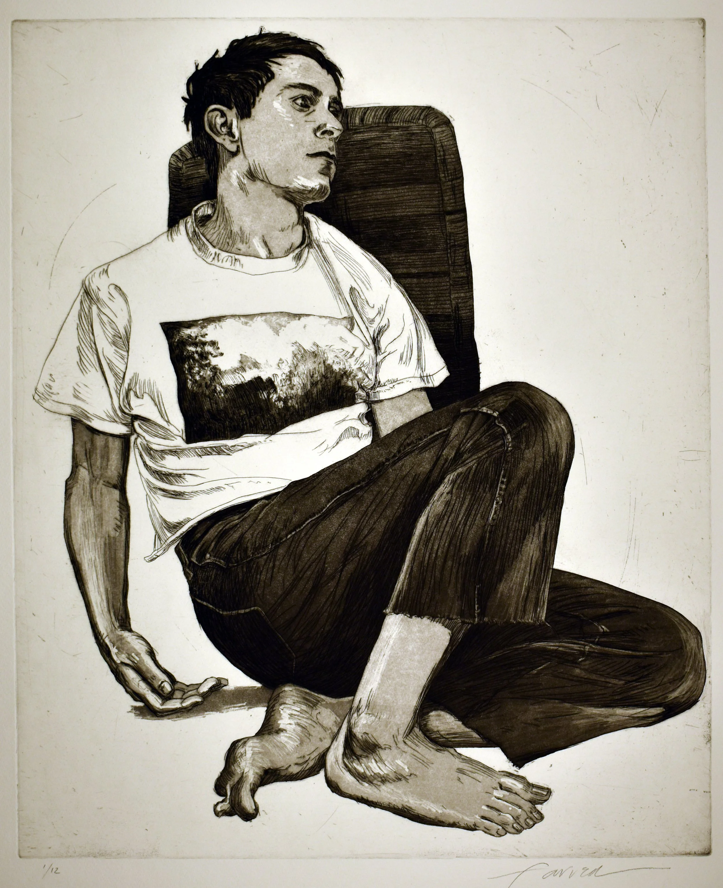 Untitled, 
Drypoint, chine colle, 4” x 6”, 2002