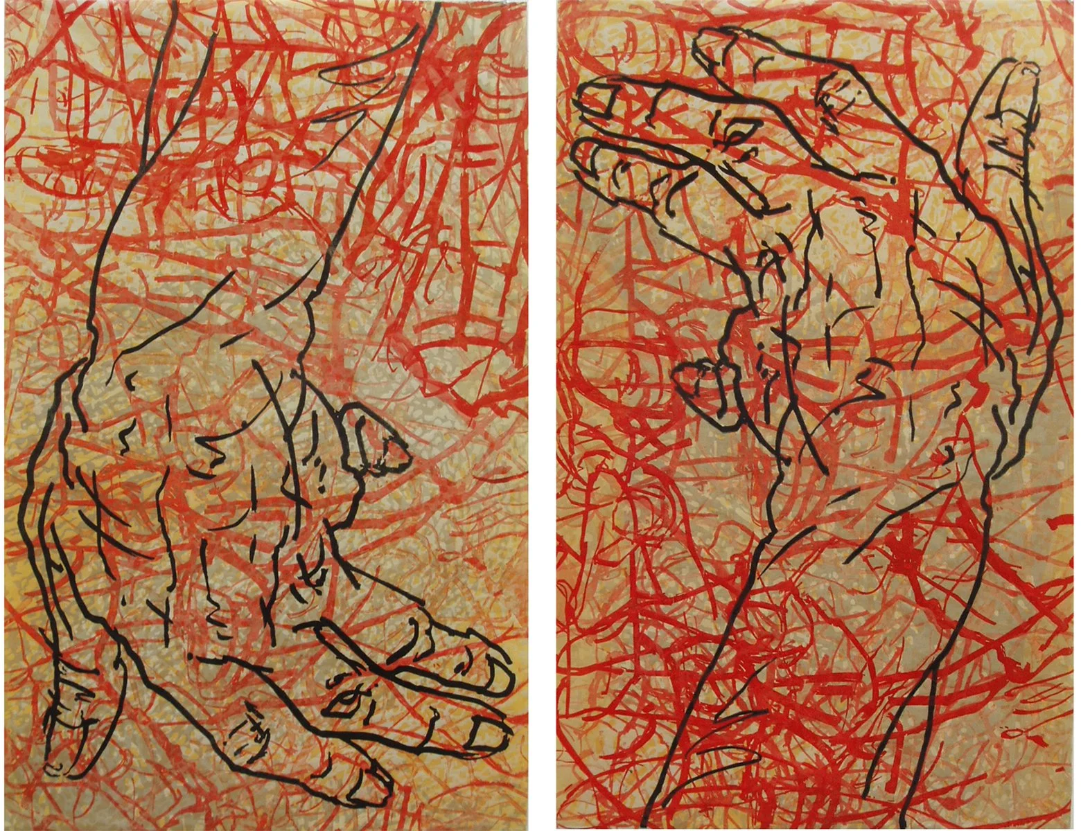 Opposed 1+2, 
Woodcut, 48” x 60”, 2005