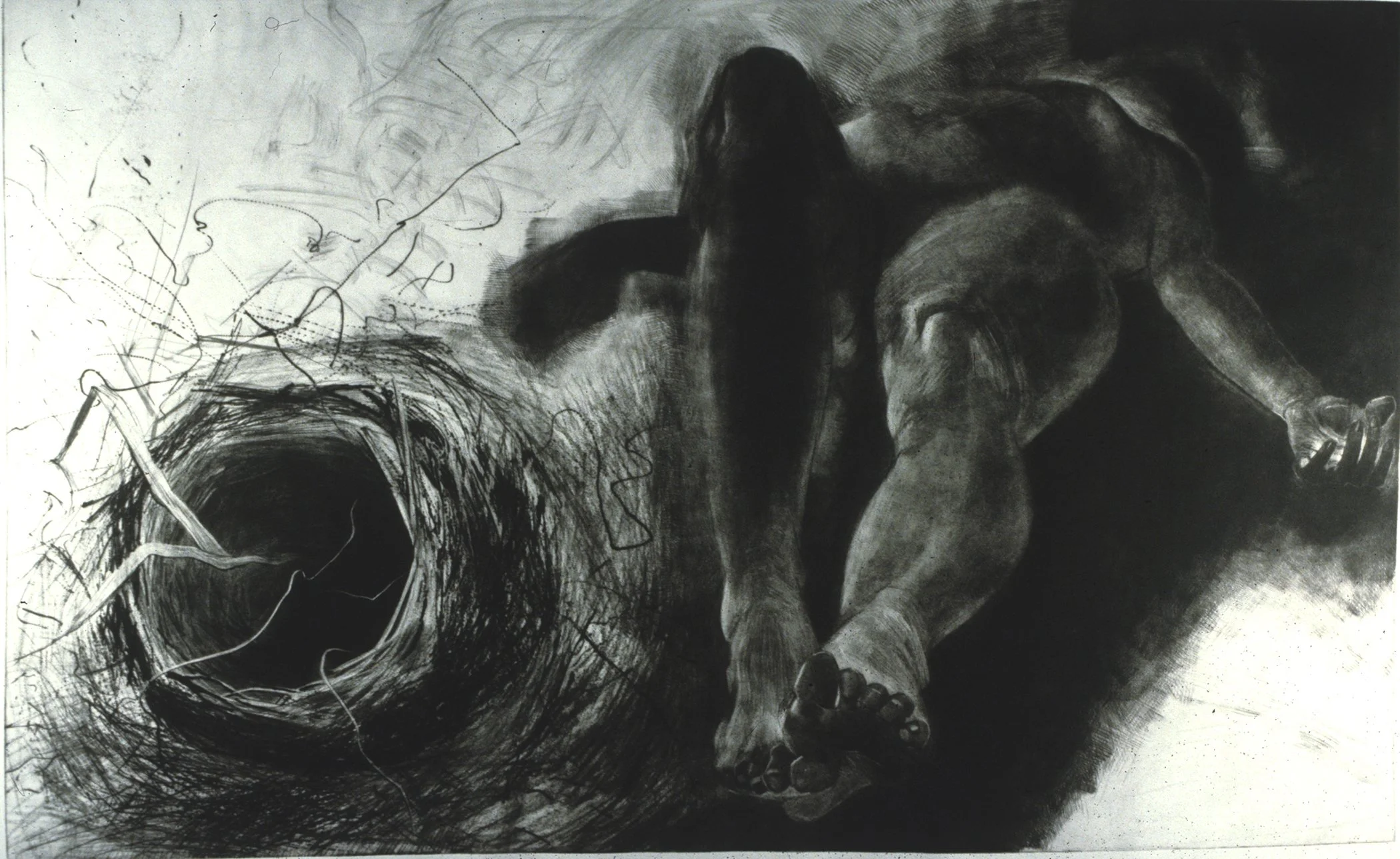 Amniotic Release, 
Mezzotint, drypoint, 24” x 40”, 1995
