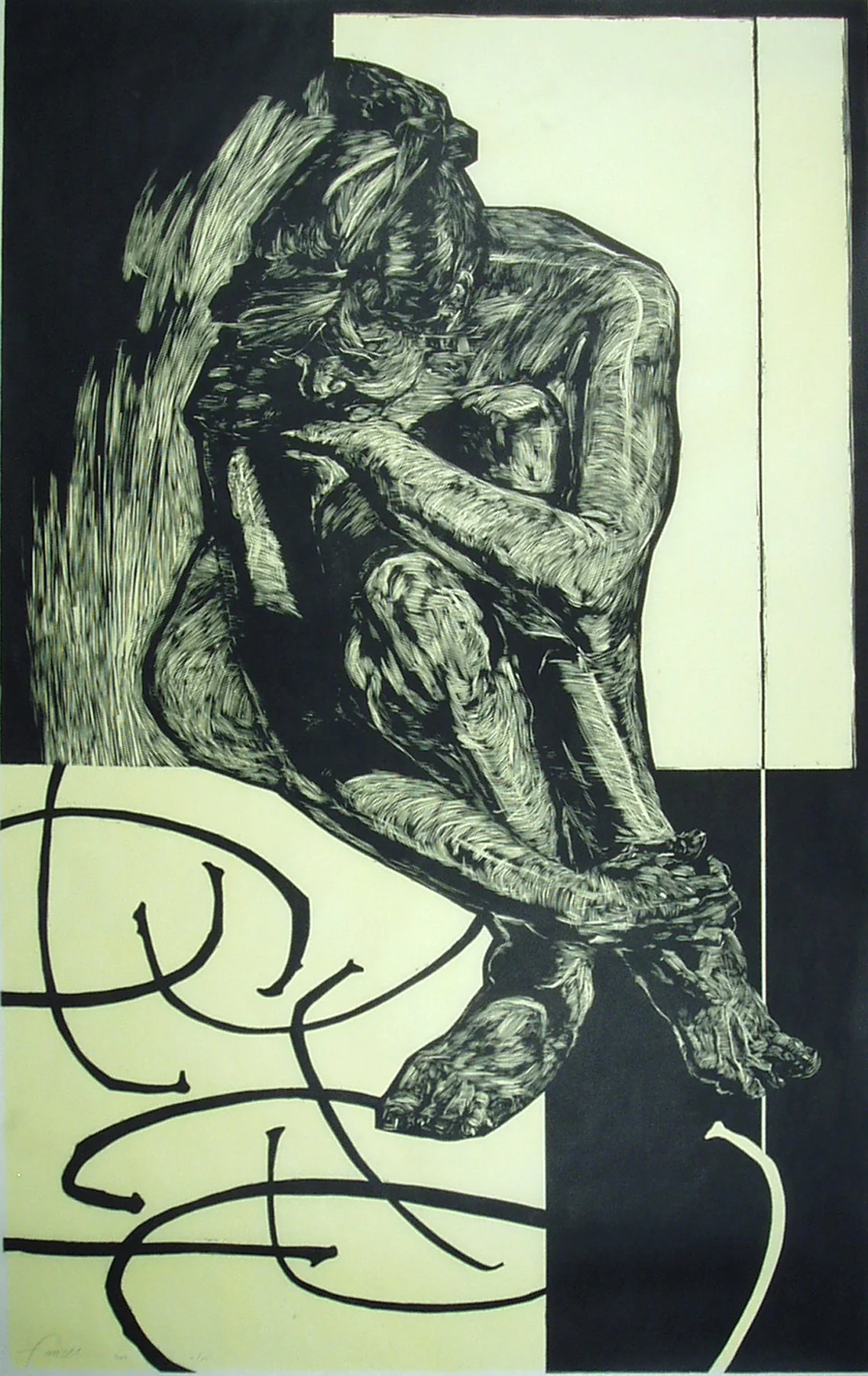 Bones & Skin 5, 
Woodcut, 48” x 30”, 2002