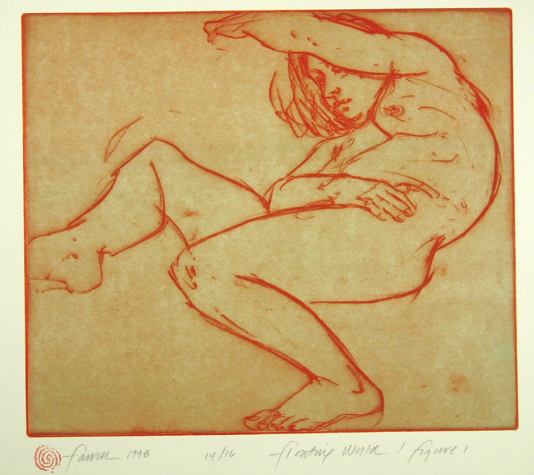 Floating World Figure 1, 
Etching, 10” x 11 ¾”, 1998