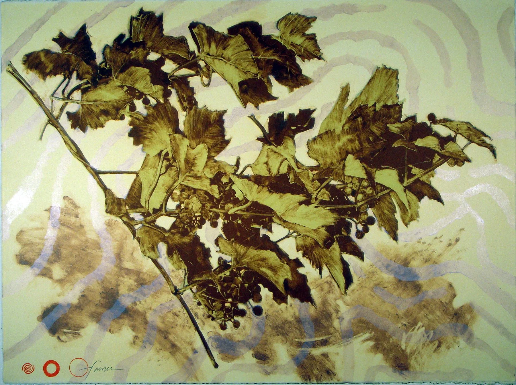 Wave, 
Monotype and pigment, 22” x 30”, 2009