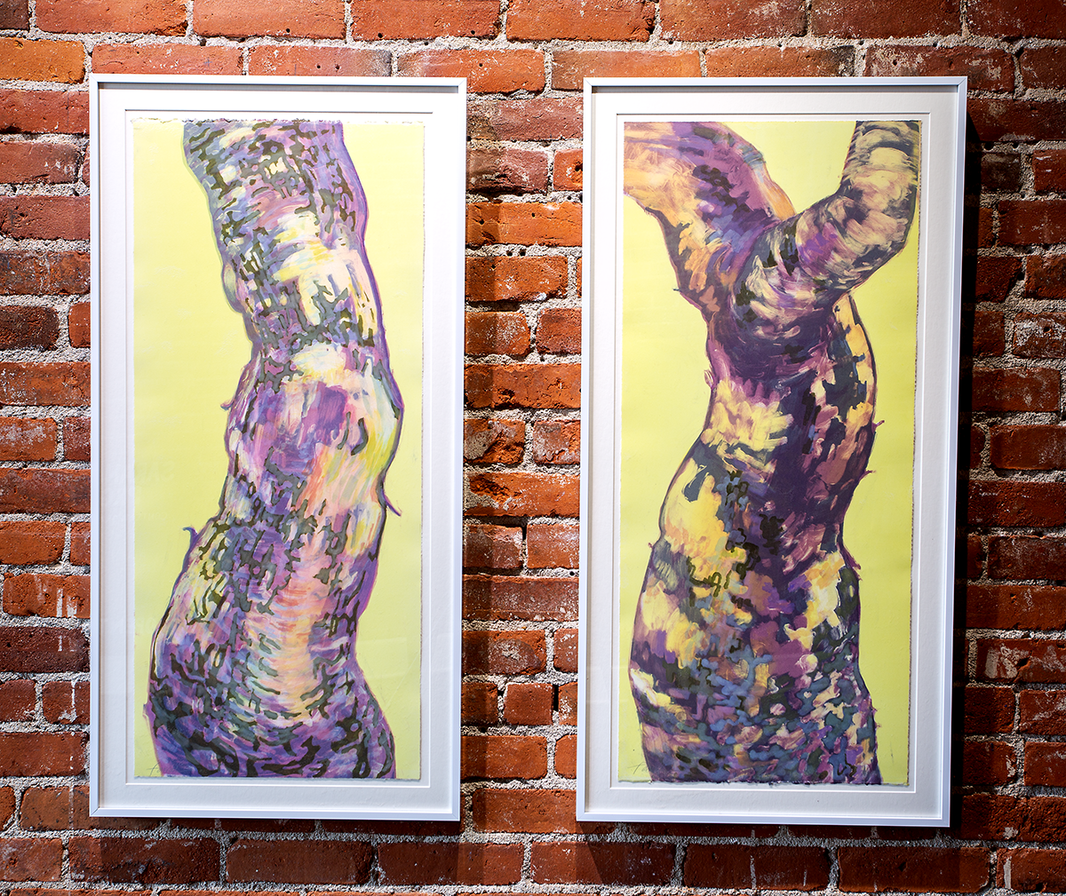 Bark 1 and Bark 2, 
Monotype, 35 ½” x 15” each, 2024