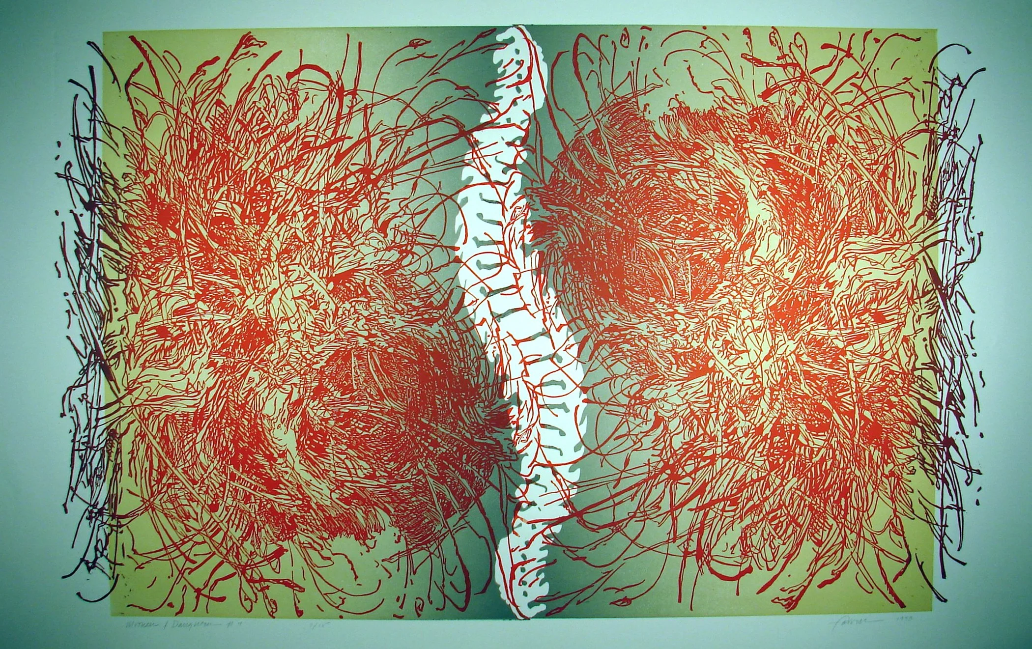 Mother Daughter 4, 
Linocut, 28” x 44”, 1998