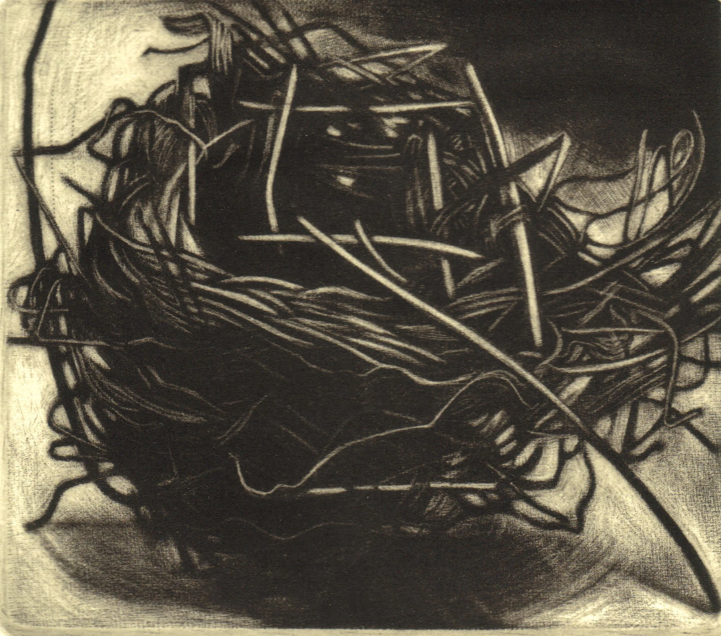 Frame, 
Mezzotint, 3 ¾” x 4 ¼”, 2003