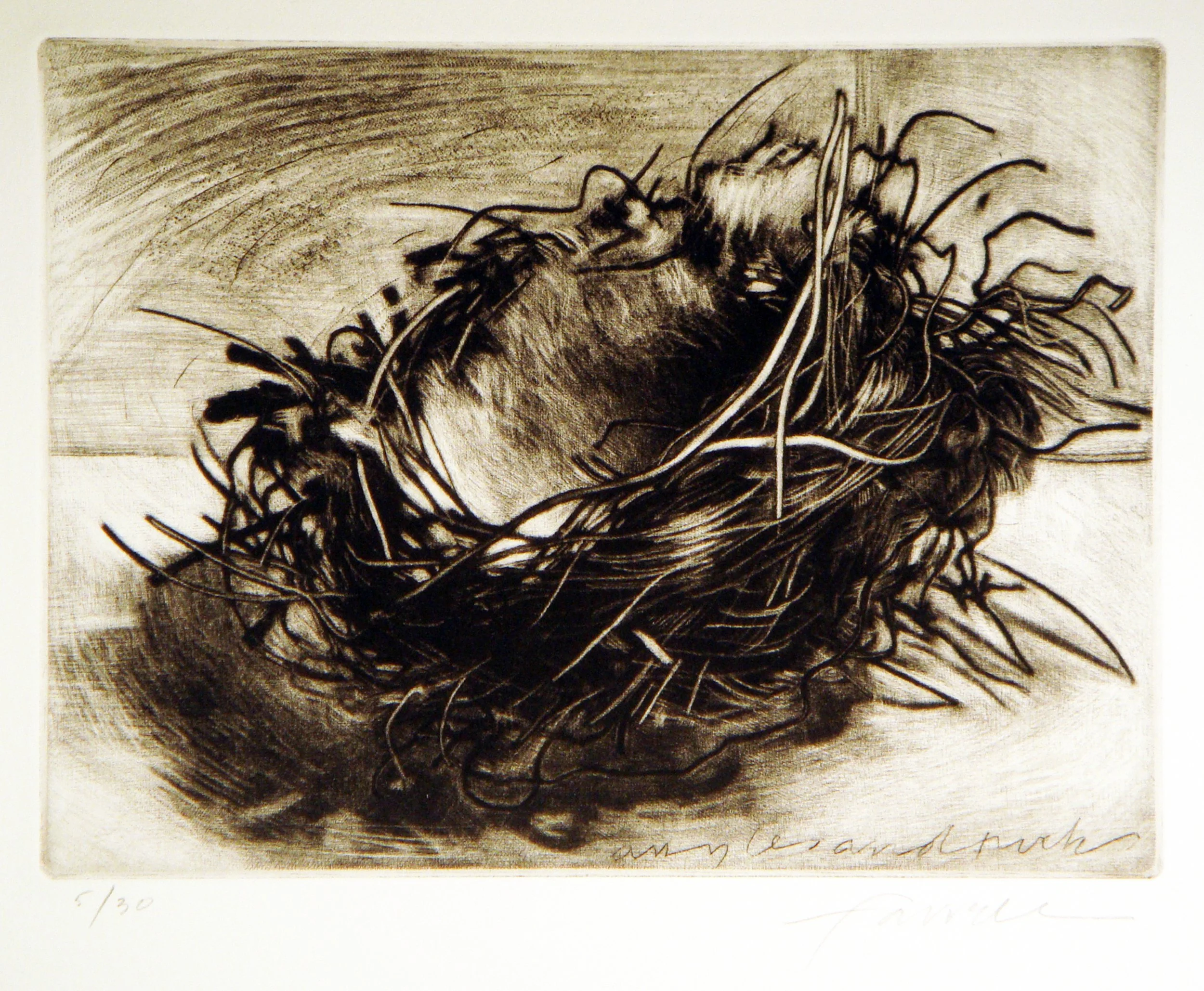 Angles & Tucks, 
Mezzotint, drypoint, 6” x 10”, 2010